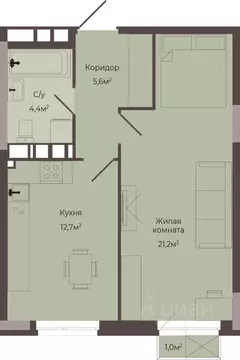 1-к кв. Нижегородская область, Нижний Новгород Соцгород жилрайон, 1-й ...