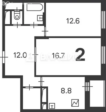 2-комнатная квартира: Москва, Кусковская улица, 12/1 (55.6 м)