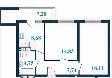 2-к кв. Волгоградская область, Волгоград ул. Клары Цеткин, 1А (57.75 ...