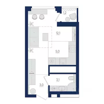 1-к кв. Башкортостан, Уфа бул. Яркий (23.8 м)