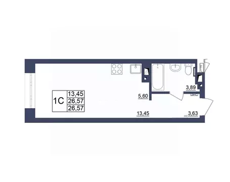 Студия Башкортостан, Уфа Космос жилой комплекс, лит1 (26.66 м)