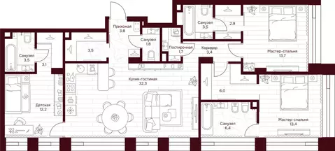 3-к кв. Москва ул. Серпуховский Вал, 7 (111.2 м)