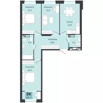 3-к кв. Пермский край, Пермь Парковый просп., 24 (83.7 м)