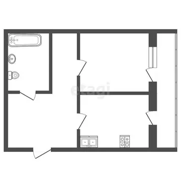 1-комнатная квартира: Тюмень, улица Мельникайте, 2к13 (48.9 м)