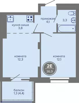 2-к кв. Пермский край, Пермь ш. Космонавтов (36.9 м)