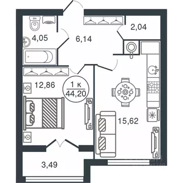1-к кв. Тверская область, Тверь Бурашевское ш., 60 (44.2 м)