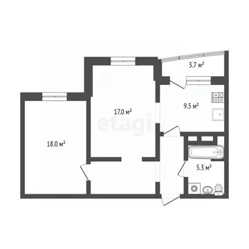 2-к кв. Тюменская область, Тюмень ул. Федюнинского, 58к1 (58.7 м)