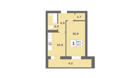 1-к кв. Башкортостан, Уфа Дагестанская ул., лит12 (41.8 м)