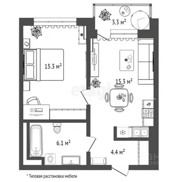 1-к кв. Тюменская область, Тюмень ул. Газовиков, 40 (40.5 м)