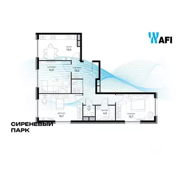3-к кв. Москва Сиреневый парк жилой комплекс (78.6 м)