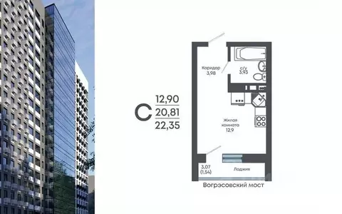 Студия Воронежская область, Воронеж Нижняя ул., 32 (22.35 м)