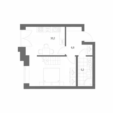 1-комнатная квартира: Новоселье, Адмиралтейская улица, 9 (54.5 м)