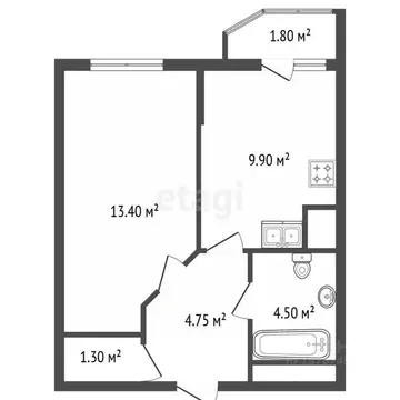 1-к кв. Санкт-Петербург пос. Парголово, проезд Толубеевский, 24 (33.3 ...