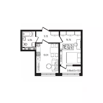 1-к кв. Адыгея, Майкоп  (38.15 м)