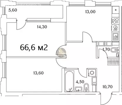 2-комнатная квартира: Санкт-Петербург, Планерная улица, 99 (66.6 м)