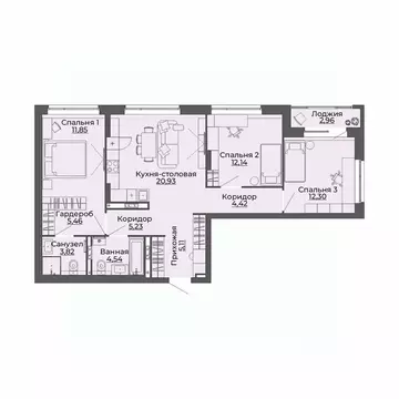 3-к кв. Свердловская область, Екатеринбург пер. Ударников, 33 (88.76 ...