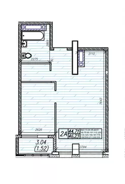 2-к кв. Приморский край, Владивосток Суприм жилой комплекс (46.23 м)
