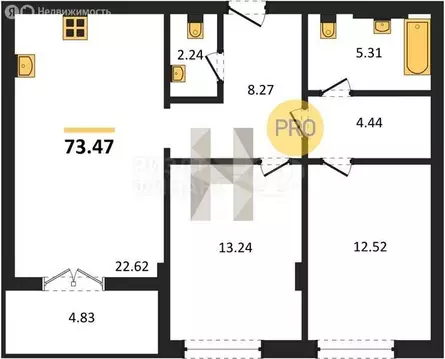 1-комнатная квартира: Гурьевск, улица Героя России Катериничева (40.11 ...