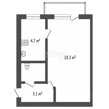 1-к кв. Владимирская область, Ковров ул. Киркижа, 14А (28.0 м)