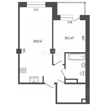 1-к кв. Омская область, Омск Транссибирская ул., 6к1 (42.6 м)
