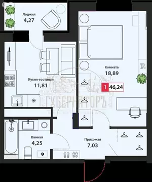 1-комнатная квартира: Тверь, Оснабрюкская улица, 22 (46.24 м)