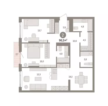 2-комнатная квартира: Екатеринбург, жилой район Сортировочный, ...