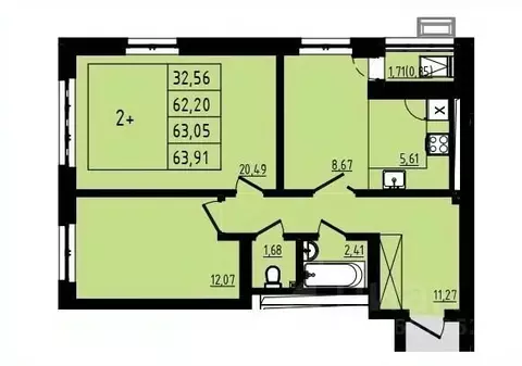 2-к кв. Башкортостан, Уфа Затон-Восточный жилрайон, Новаленд мкр,  ...