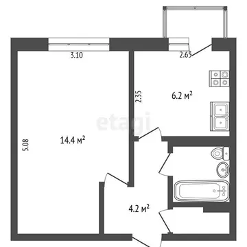 1-комнатная квартира: Набережные Челны, улица Академика Рубаненко, 1 ...