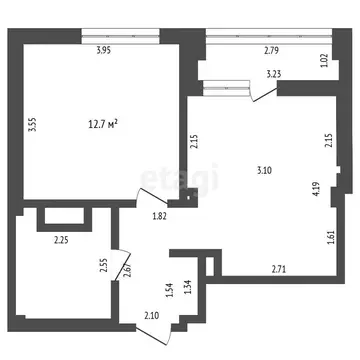 1-комнатная квартира: Тюмень, улица Константина Посьета, 6 (39 м)