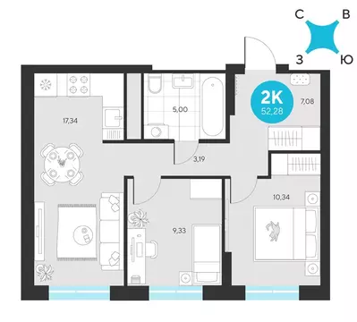 2-комнатная квартира: Екатеринбург, микрорайон Академический, 25-й ...