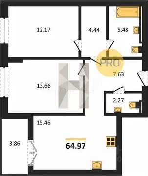 2-к кв. Калининградская область, Гурьевск Включи жилой комплекс (67.7 ...