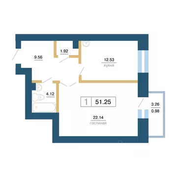 1-к кв. Красноярский край, Красноярск ул. Бограда, 103 (51.29 м)