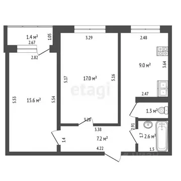 2-к кв. Башкортостан, Стерлитамак ул. Гоголя, 161 (52.7 м)