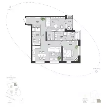 2-к кв. Тульская область, Тула ул. Фридриха Энгельса, 74 (89.17 м)