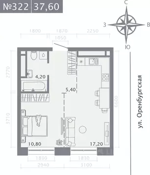 1-к кв. Татарстан, Казань ул. Шишкина (37.6 м)