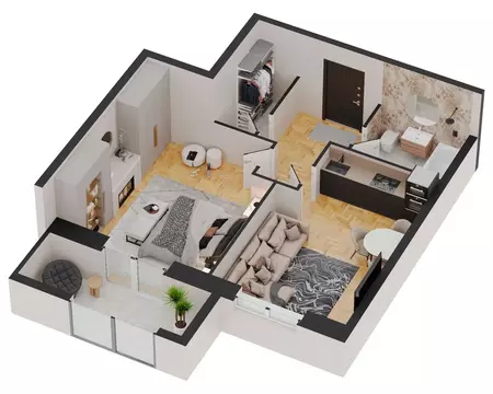 1-к кв. Удмуртия, Ижевск Новая Восьмая ул., 67 (53.88 м)