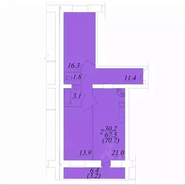 2-к кв. Вологодская область, Вологда Новгородская ул. (70.7 м)
