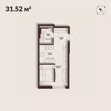 Студия Приморский край, Владивосток Каскада жилой комплекс (31.52 м)