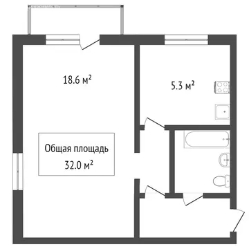 1-комнатная квартира: Томск, улица Вершинина, 19 (30.7 м)