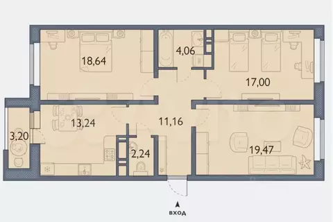 3-к кв. Брянская область, Брянск просп. Станке Димитрова, 67к7 (84.3 ...