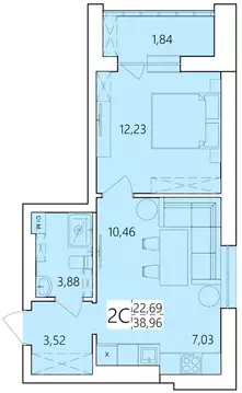 2-к кв. Башкортостан, Уфа ул. Пожарского, 237 (38.96 м)