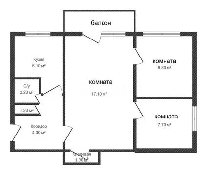 3-комнатная квартира: Краснодар, Ставропольская улица, 183А (49.2 м)