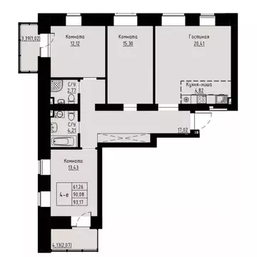 4-к кв. Красноярский край, Красноярск ул. Елены Стасовой, 82 (90.4 м)