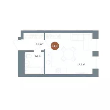 Студия Новосибирская область, Новосибирск ул. Костычева, 19/1 (24.8 м)