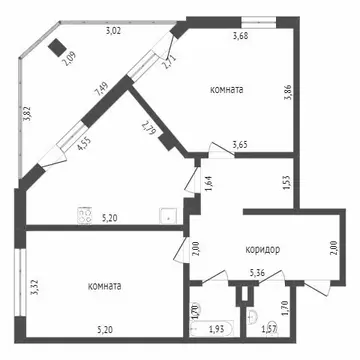 2-комнатная квартира: Омск, проспект Комарова, 14к1 (70 м)