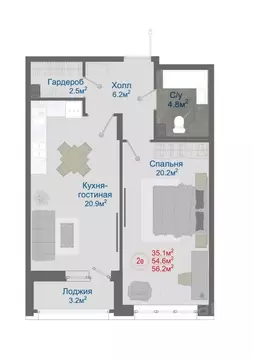 2-к кв. Воронежская область, Новоусманский район, пос. Отрадное ул. ...