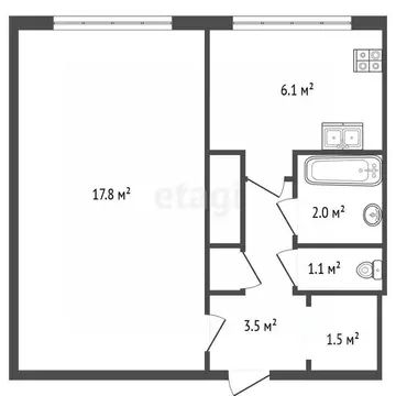 1-к кв. Санкт-Петербург ул. Жени Егоровой, 3К2 (34.0 м)