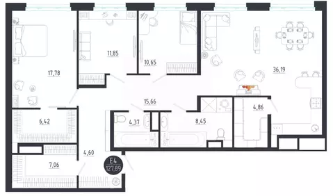 3-к кв. Тульская область, Тула  (127.89 м)