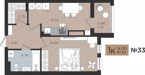 1-к кв. Калининградская область, Калининград Мой Город жилой комплекс ...