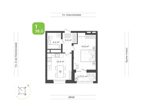 1-к кв. Приморский край, Владивосток ул. 3-я Поселковая, 16/1 (38.0 м)